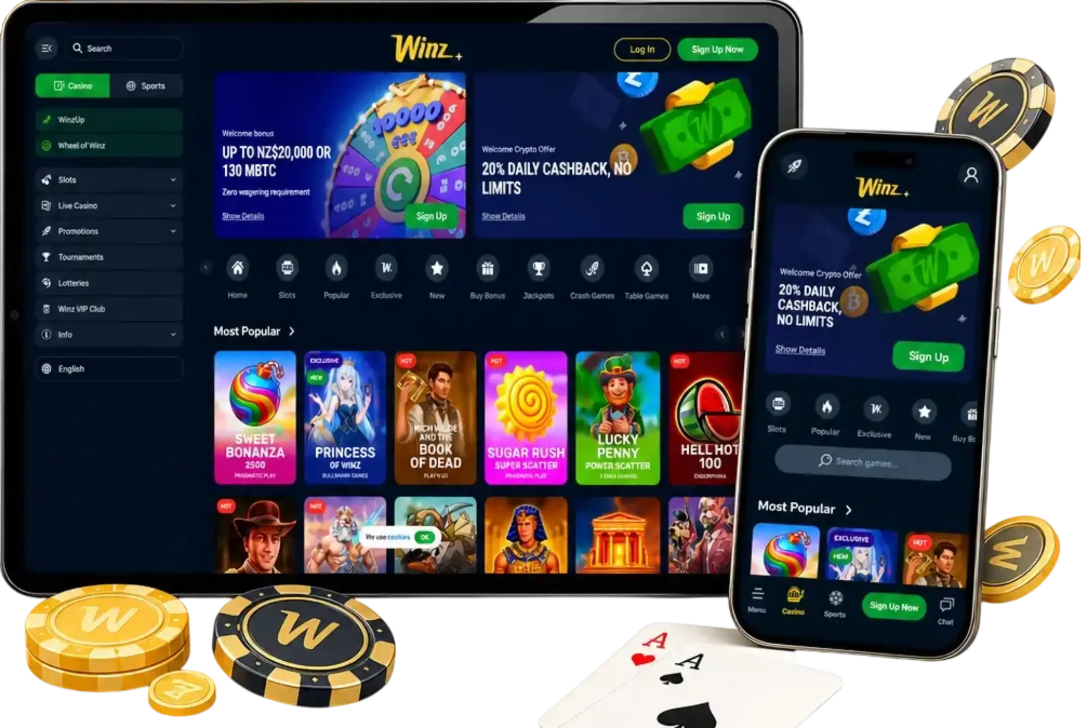 Winz Casino App-Screenshot